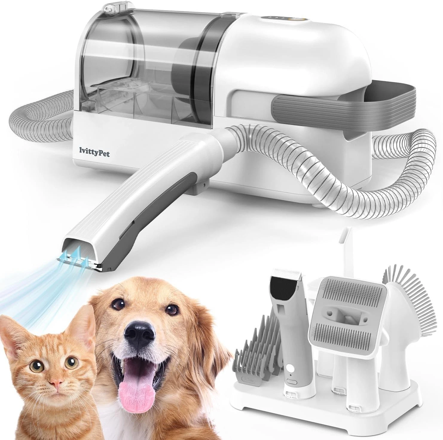 13000 PA Pet Dog Grooming Kit, Pet Grooming Vacuum Suction 99% Pet Hair-Black