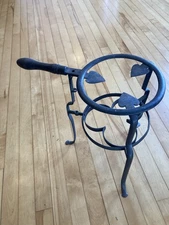 Heart! Antique 18th C 1800 primitive wrought iron fireplace Tall hearth Trivet