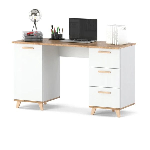 Schreibtisch Computertisch Kinderschreibtisch Mit 3 Schubladen 138 Cm Modern-image