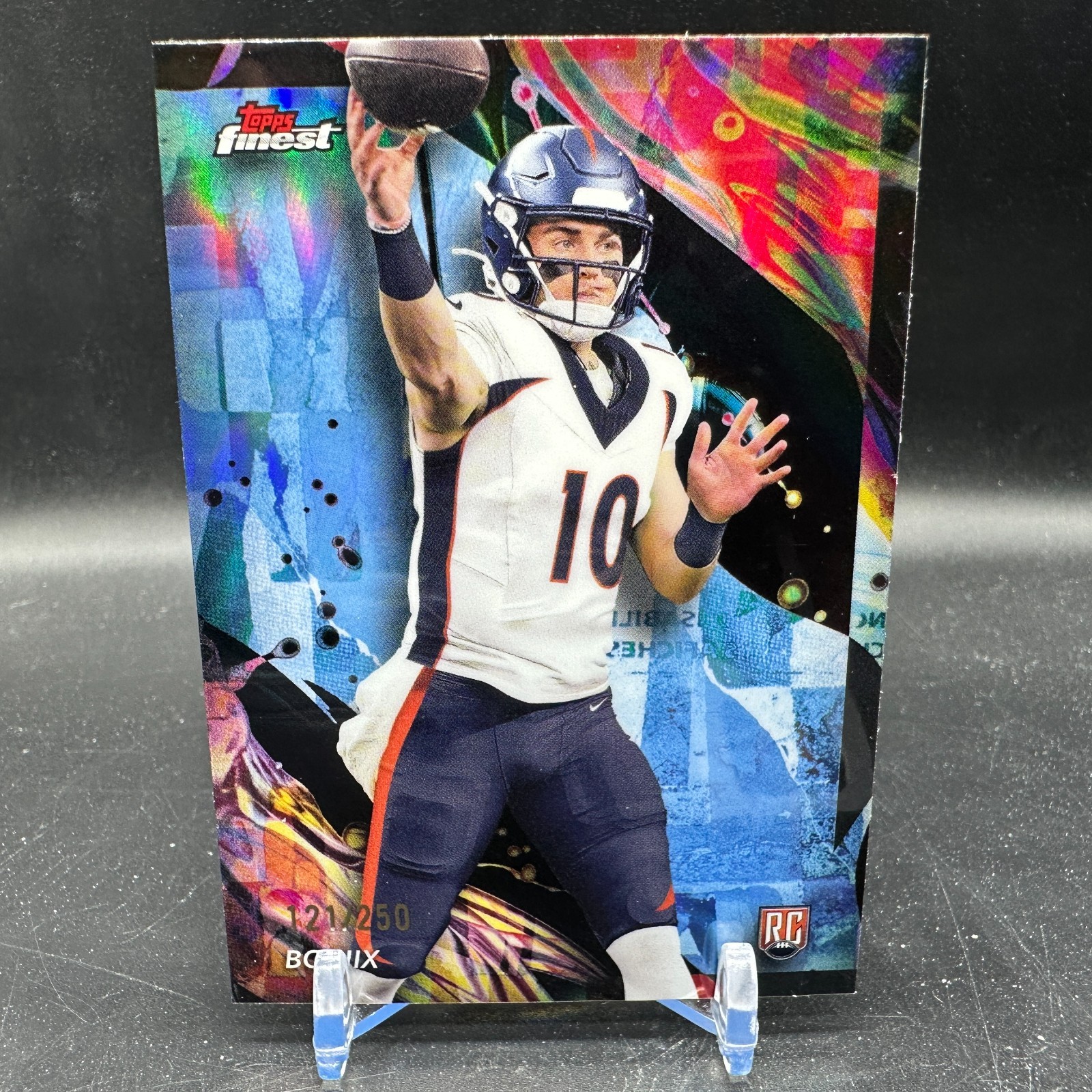 Bo Nix Rookie Sky Blue Refractor /250 2024 Topps Finest Uncommon #163 Broncos
