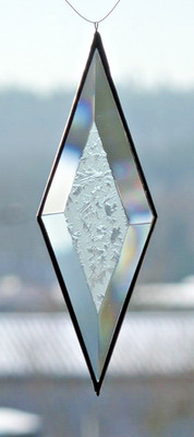 Bleiverglasung Fensterbild Suncatcher Facetten- Rhombus 2'' x 6''  in Tiffany