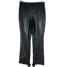 Ralph Lauren Vintage 90s Leather Black Biker Pants Size 4 Bootcut 90  s Moto VTG