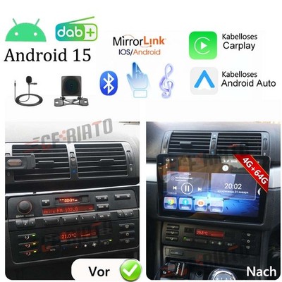 4+64GB Android 15 Autoradio GPS NAVI BT Apple Carplay Für BMW E53 X5 5ER E39 E38