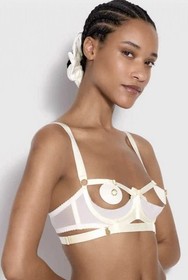 Bordelle Signature Shelf Wired Mesh Quarter cup Gia Bra - Medium Cream Bondage