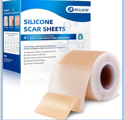 Rvlaim Silicone Scar Sheets, Silicone Scar Tape(1.6  x 120  Roll 3M)