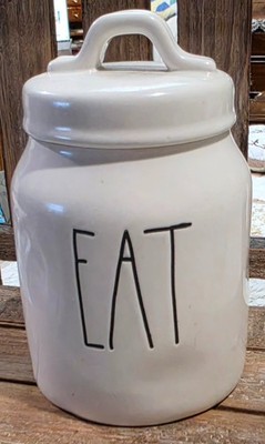 Rae Dunn EAT dimply baby canister, 7'' tall