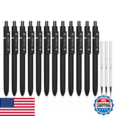 STAGEEK GX3 Black Gel Pens Fine Point, 12-Pack Smooth Writing, Quick Dry Ink +3