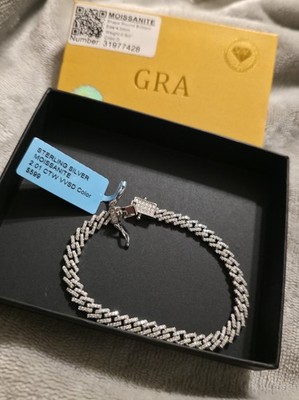7.5inch 5mm 2.1ctw VVSD Moissanite 925 Sterling Silver monaco braclet