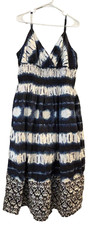 Speed Control NY Navy Blue Black Tie Dye Sun Maxi Dress Lined Adjustable Boho 3X