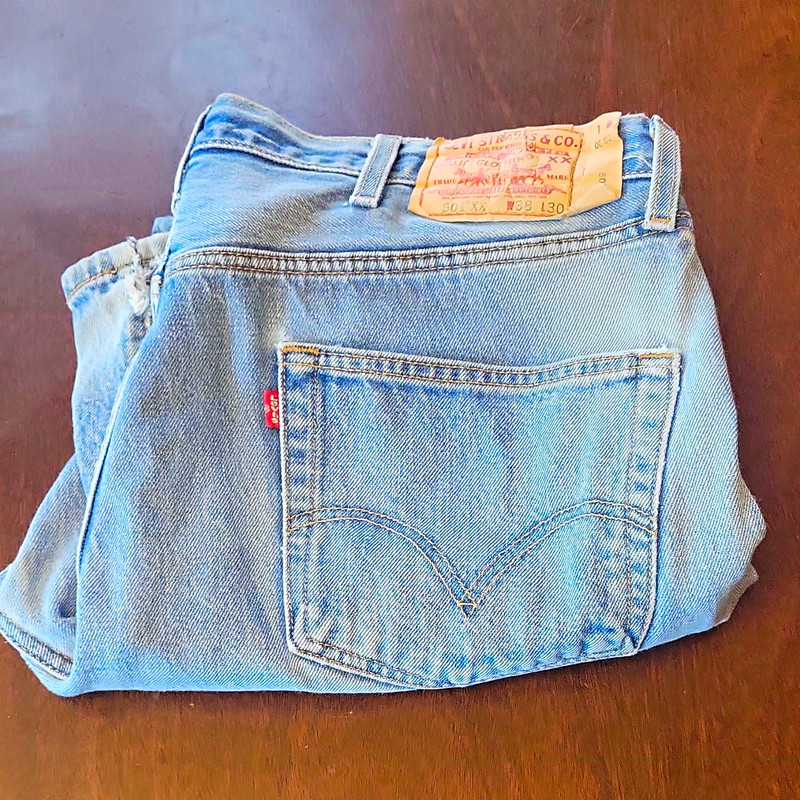 Levi's 501XX 501 Series Men's Light Wash Blue Distressed Straight Jeans