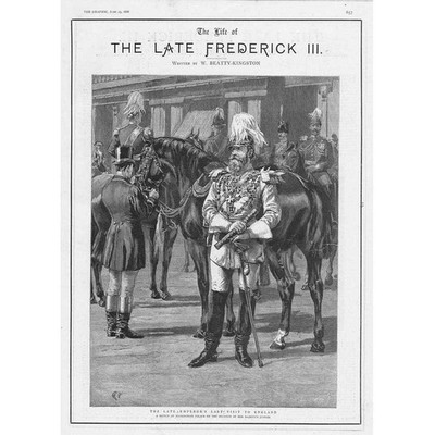 Friedrich III Deutscher Kaiser, Letzter Besuch in England - Antiker Druck 1888