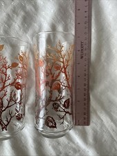 libbey mcm glasses Seasons Leaves Ombré Tumbler Barware Orange Brown