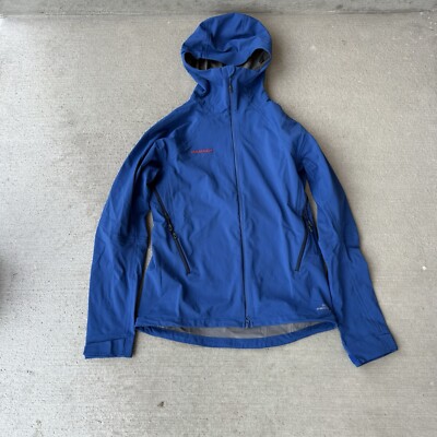Mammut men s softech Climb Light Hooded Mountain Parka gore wind stopper blue L