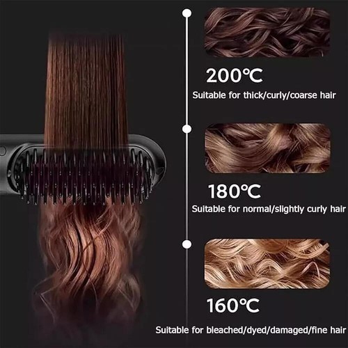 Hair Straightener Brush Negative Travel Portable Cordless Fast Heating Hot Comb - Picture 6 of 19