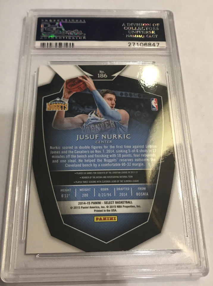 Tarjeta de novato de baloncesto Jusuf Nurkic 2014-15 Select RC #186 PSA 10 Low Pop GEM MT Foto 2 de 2