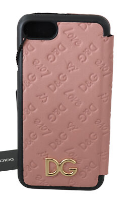 DOLCE & GABBANA Phone Case Front Cover Pink Leather DG Love iPhone 7 RRP $350