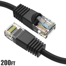 200FT Cat6 RJ45 Ethernet LAN Network Router UTP Snagless Patch Cable 24AWG Black