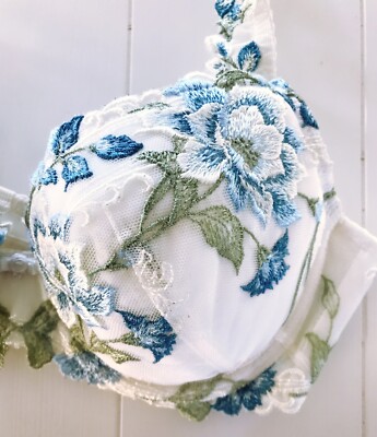 Wacoal Japan Embroidered Floral Lace White Underwire Bra Japan Sz