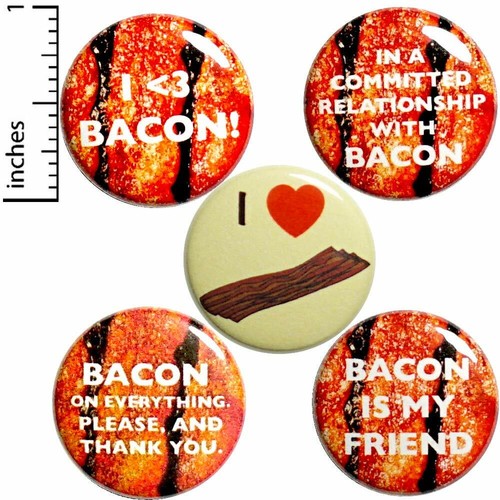 Vintage 80s 90s Style Pin Buttons Lot of 5 Sarcastic Bacon Buttons Rad ...