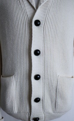 TOM FORD Ivory McQueen Shawl Collar Cardigan Bomber Sweater Size