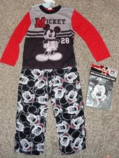 Disney Mickey Mouse Boys Pajamas  Sleep Sack Long Sleeve Fleece Pants Small NEW