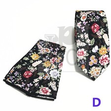 Cotton Skinny Slim 2.25" Floral Paisley Neck tie and Pocket Square Hankie 130