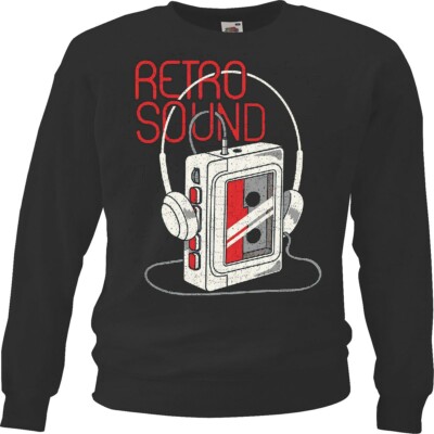 Sweatshirt RETRO SOUND WALKMAN MIT KOPFHÖRER TECHNO JAZZ FUNKY SOUL TRANCE
