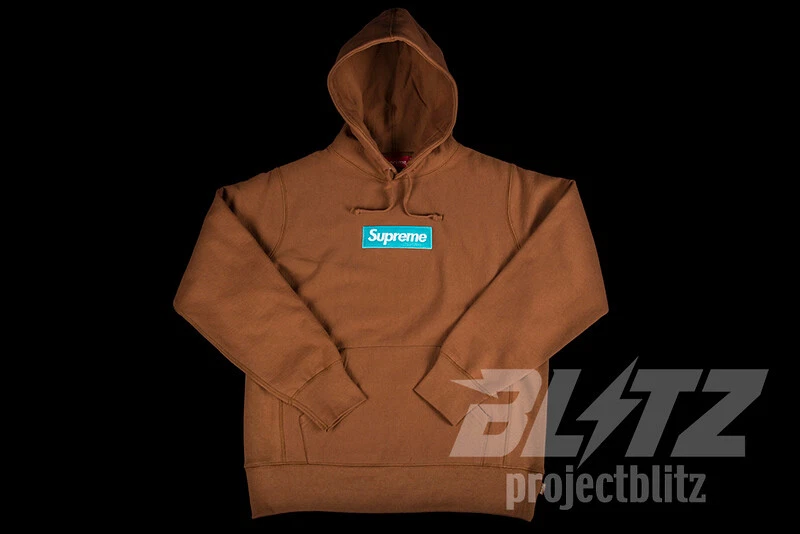 SUPREME BOX LOGO HOODED SWEATSHIRT RUST S M L XL FW17 HOODIE BROWN