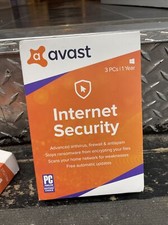 Avast Internet Security 2018 for 3 PCs 1 Year Protection. Brand New / Sealed