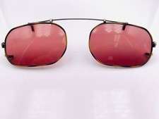 Vintage Brown Gray Metal Oval Clips-On Sunglasses Frames