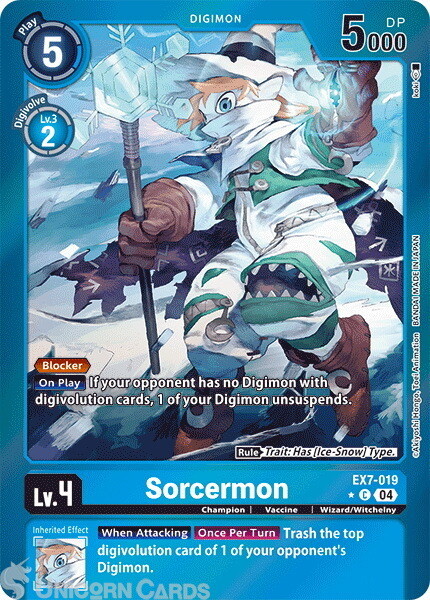EX7-019 Sorcermon : Limited Common Foil Digimon Card : EX07: Digimon Liberator