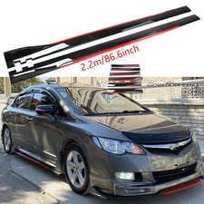 2.2 M86.6inches Side Skirt Extension Glossy Black Red Line For Honda Civic 06 2.2 M86.6inches Side Skirt Extension Glossy Black Red Line For Honda Civic 06