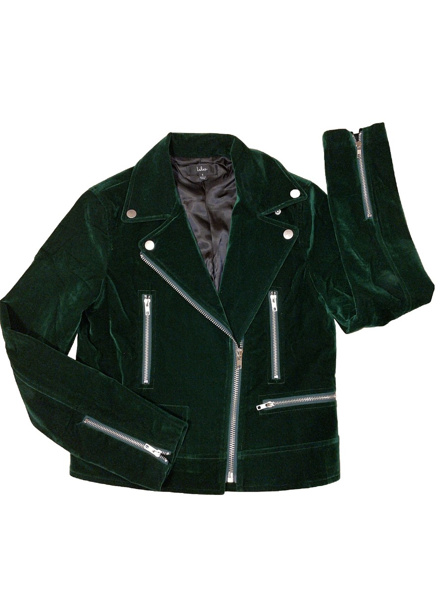 Emerald Green Velvet Moto Jacket, gorgeous jewel tone green color