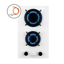 Gas Hob 30 cm 2 Burner Glass Ceramic Double Gas Cooker Hob Gas Burner Hob White