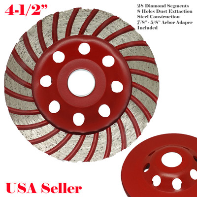 4.5'' Diamond Grinding CUP Wheel Disc Grinder Concrete 28 Segment 7/8''- 5/8'' 
