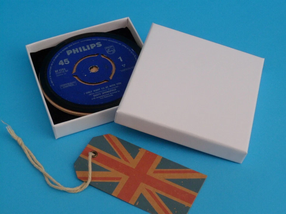 DUSTY SPRINGFIELD DRINKS COASTERS Upcycled Vinyl Records Hit singles 60's 70's . - Image 3 of 4