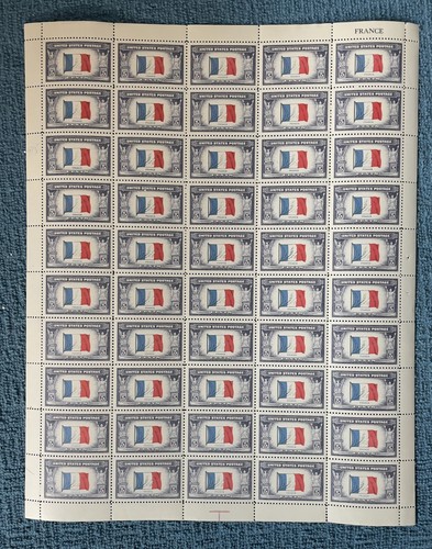 Scott #915, série 5c pays dépassés—France, feuille de 50 comme neuve, MNH