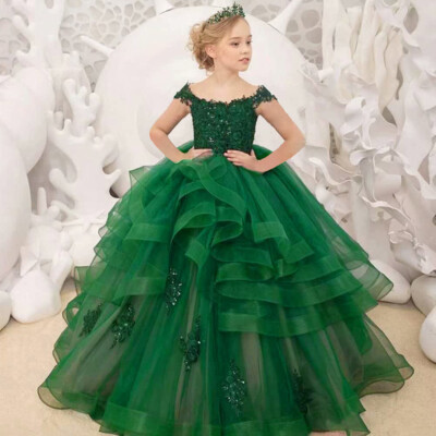 Flower Girl Dresses For Wedding Beads Formal Wear Ruffles Communion Dress | eBay Flower Girl Dresses For Wedding Beads Formal Wear Ruffles Communion Dress | eBay