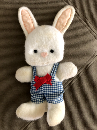 Vntg Hallmark White Rabbit Blue Gingham Bunny Boy Doll Toy Spring Plush ...