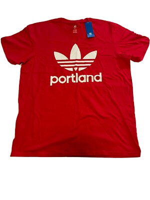 NWT Adidas Original Logo Red White Portland Tee T-Shirt Men's