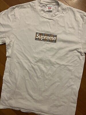 Supreme Burberry Box Logo Tee White Size Small | eBay