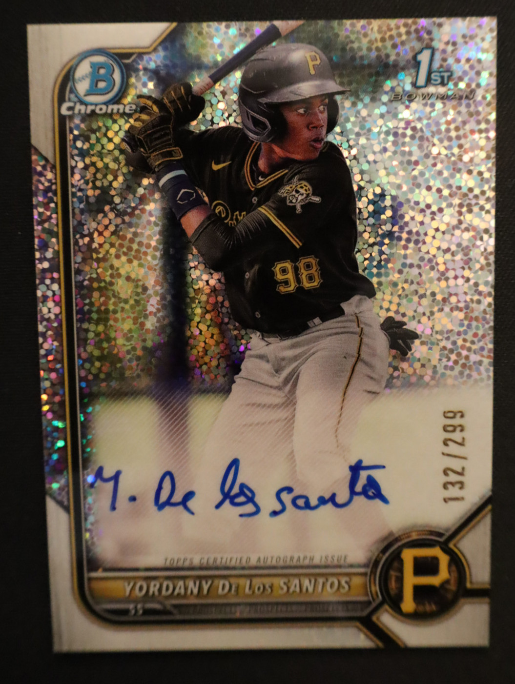2022 Yordany De Los Santos Bowman Chrome 1st Speckle Auto Refractor /299 Pirates