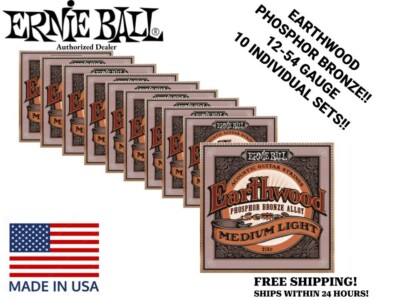 **10 SETS! ERNIE BALL EARTHWOOD PHOSPHOR BRONZE ACOUSTIC GUITAR STRINGS 2146**