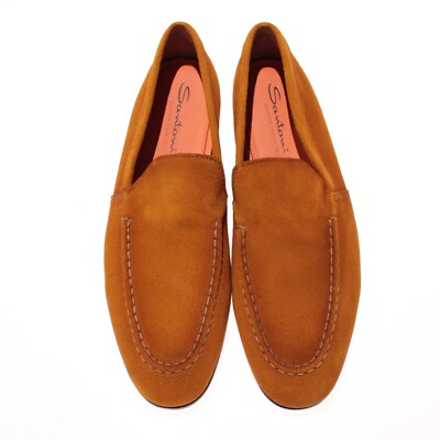 Santoni NWB Daisy Loafers Size 9 US 10 in Orange Suede Made in