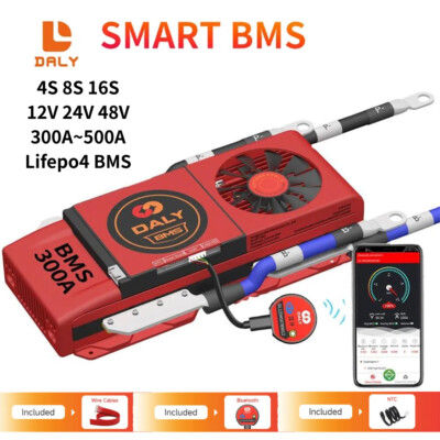 DALY BMS 4S 8S 16S 12V 24V 48V 300A~500A Lifepo4 Battery Common Port w/Balance