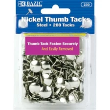 BAZIC Nickel (Silver) Thumb Tack (200/Pack)
