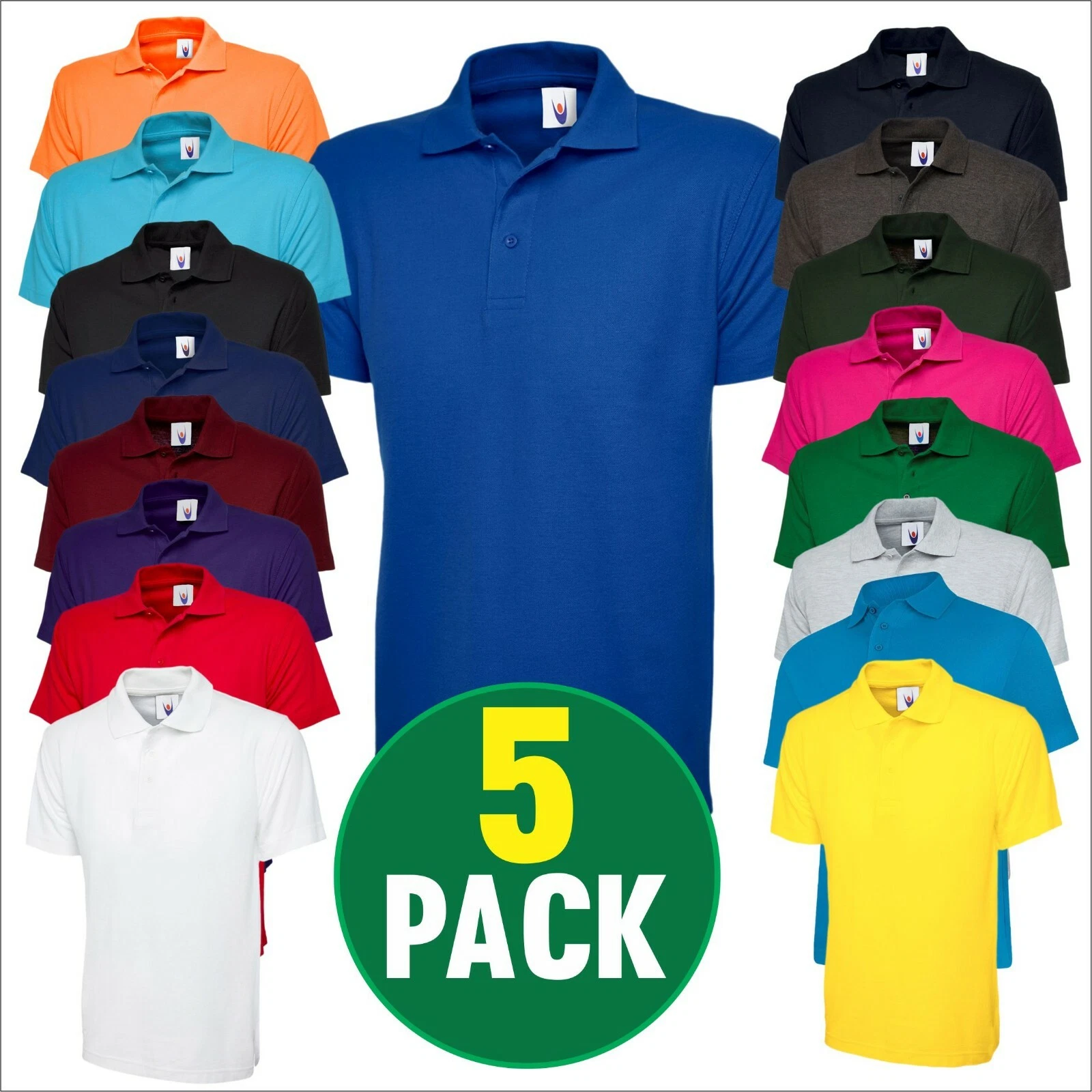 5 PACK Unisex Men's Classic Poloshirt Plain Short Sleeve Work Wear Polo T Shirt
Opens in a new windo