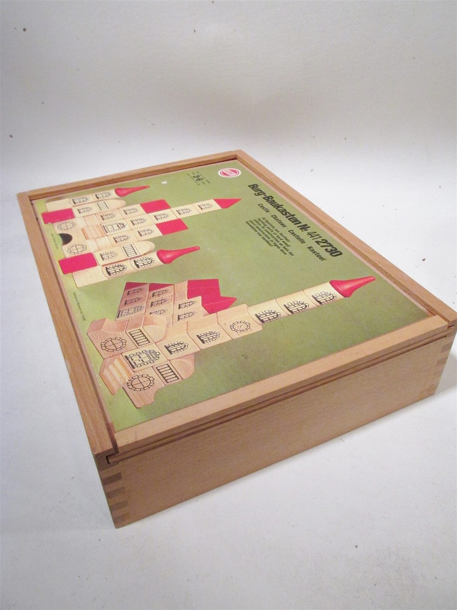 Vtg Heros West Germany Wooden Castle Wood Building Block Set Toy