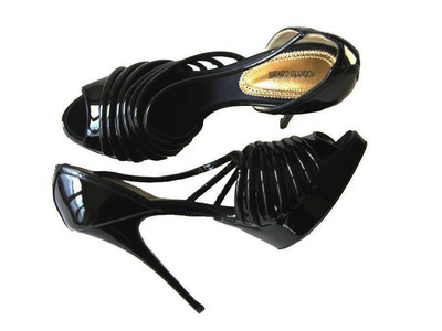 New $995 ROBERTO CAVALLI  Patent Leather Platform Black Shoes Pumps 39.5  US 9.5