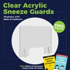 24” X 24” Sneeze Guard, Clear Acrylic, Plexiglass Countertop Barrier Shield -5mm